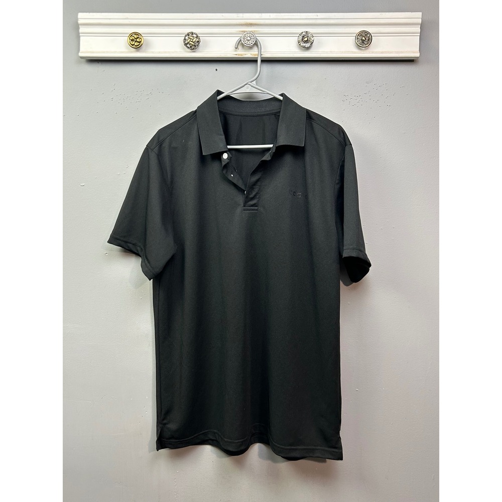 Tesla‎ Mens Short Sleeve Polo Shirt Black Tonal Logo Polyester MTK01-BLK Large